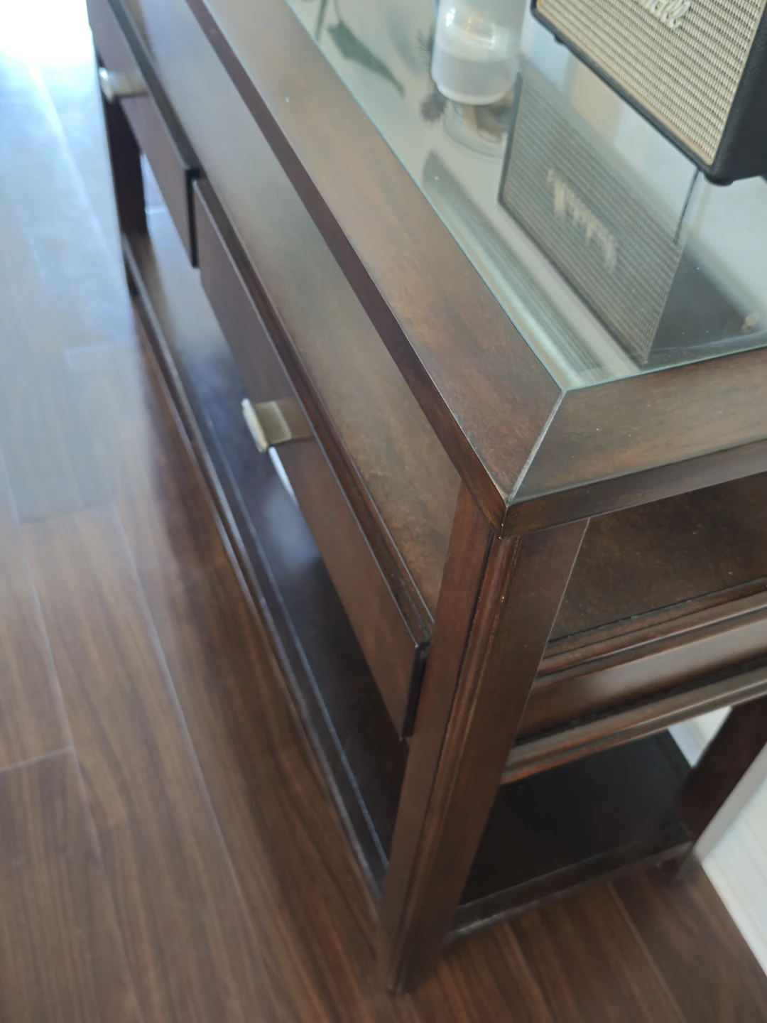 Moving Sale - Dark Wooden Console Table with Drawers - photo 2