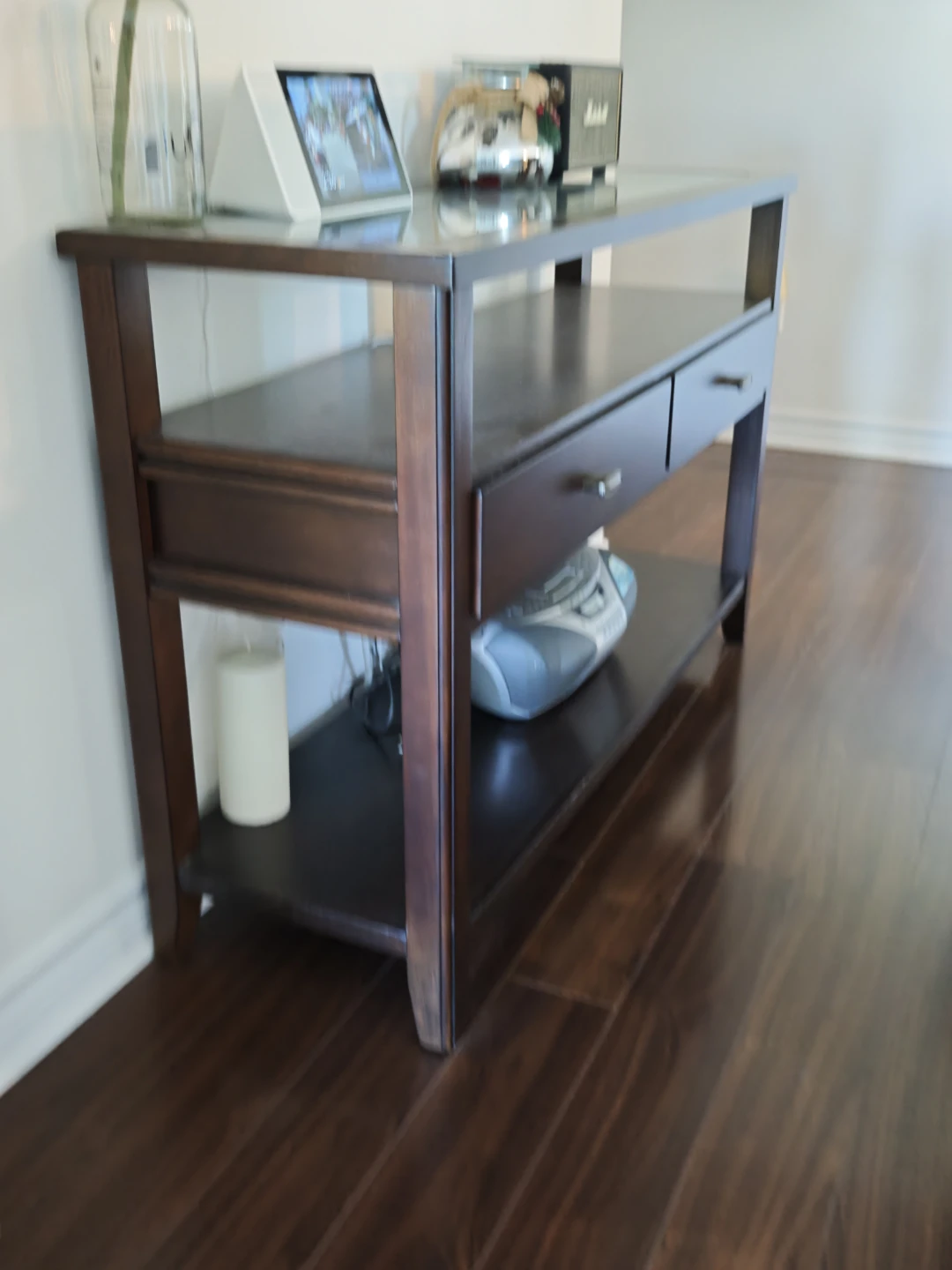 Moving Sale - Dark Wooden Console Table with Drawers - photo 3