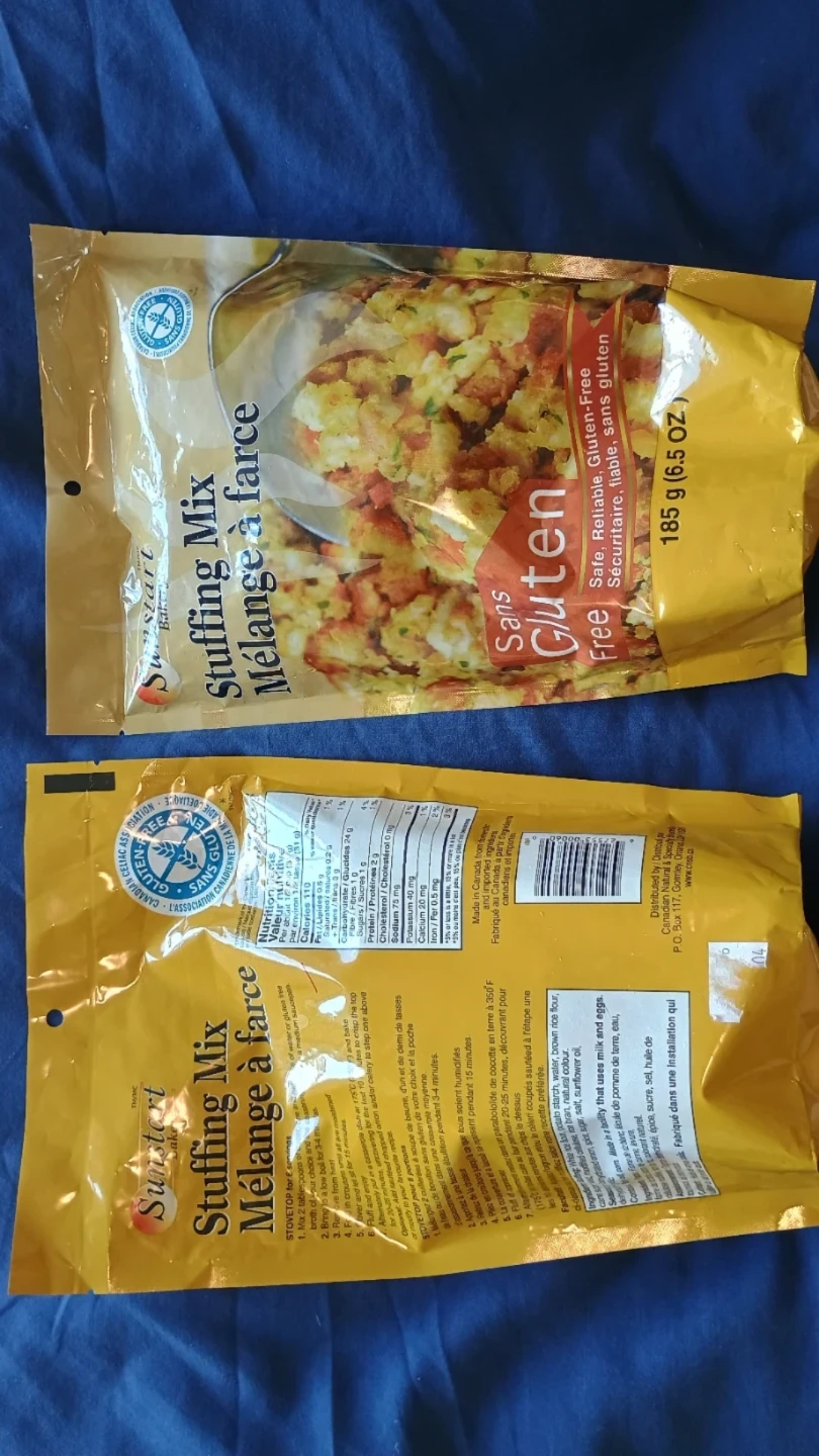 ⚽  2 bags Sunstort Stuffing Mix - Gluten Free (185g)