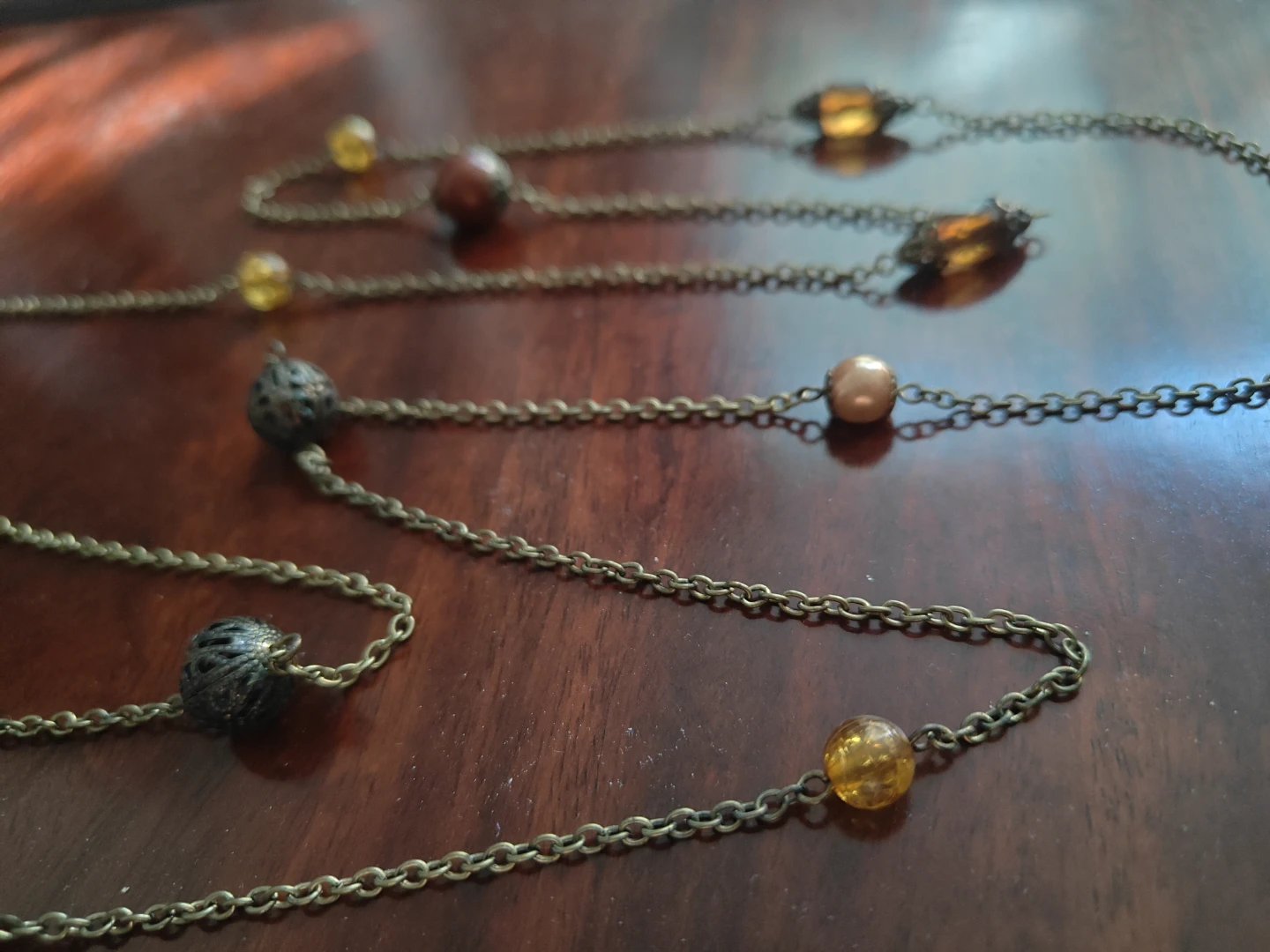 Long beaded chain necklace
