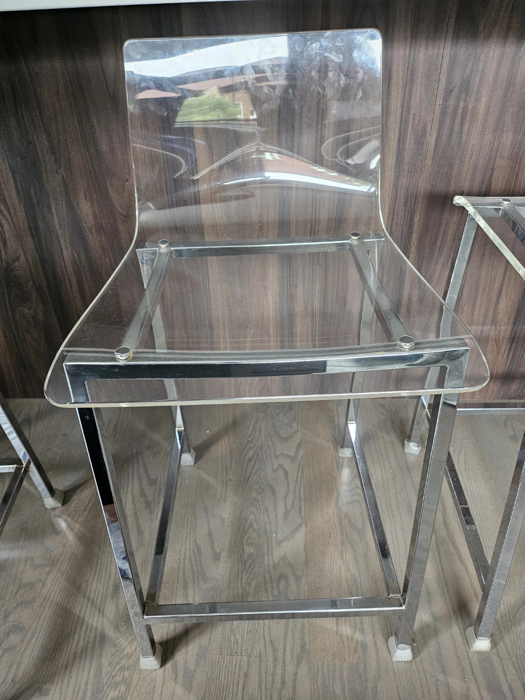 Clear Acrylic Bar Stools with Chrome Frame - Set of 2 - photo 4