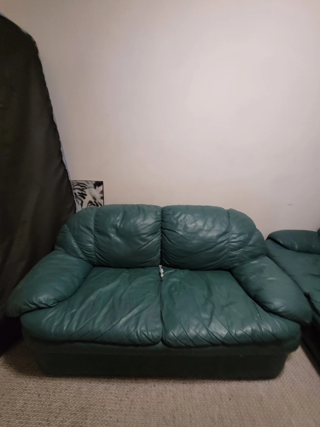 Green Leather Sofa and Armchair Set - photo 3