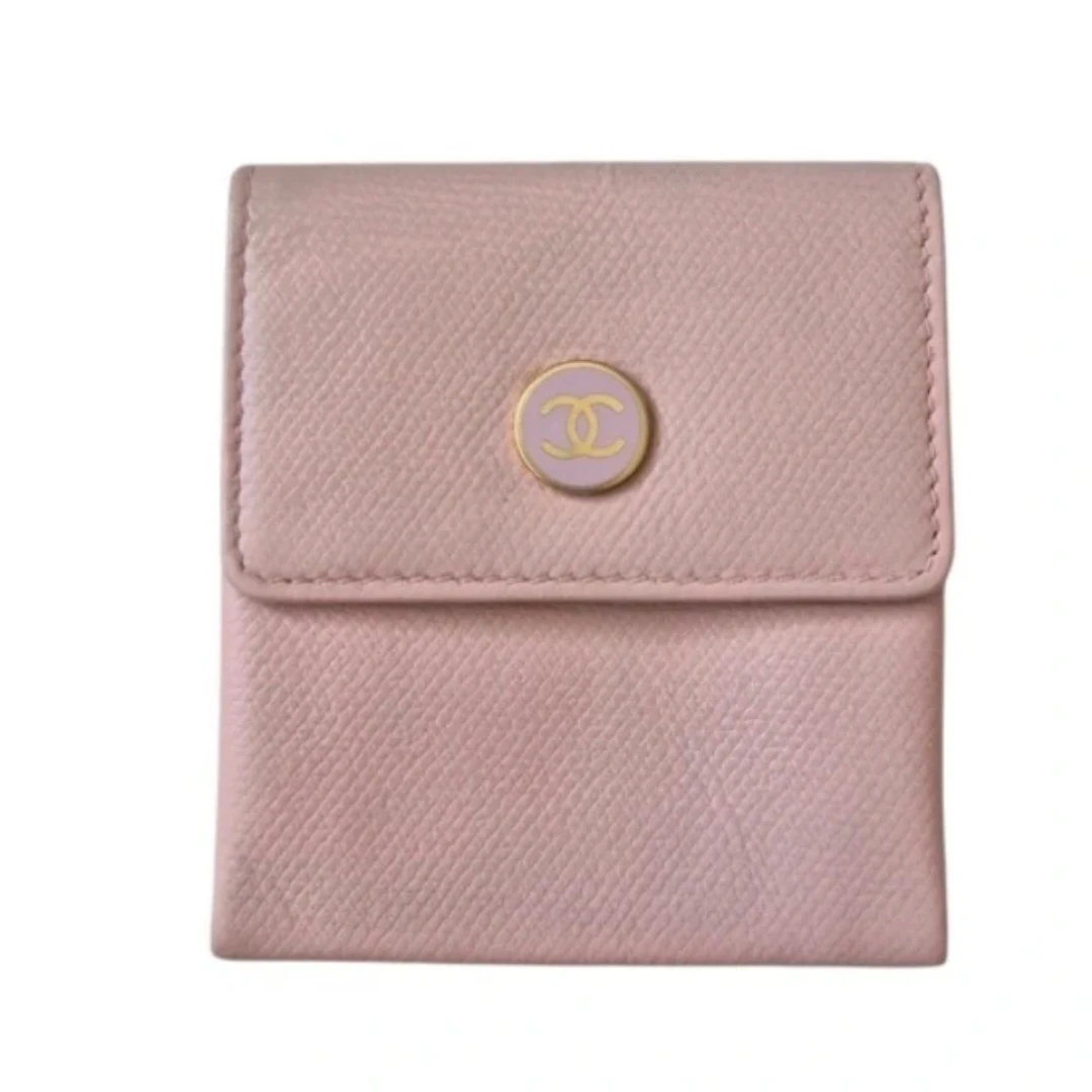 Chanel Pink Leather CC Coin Wallet