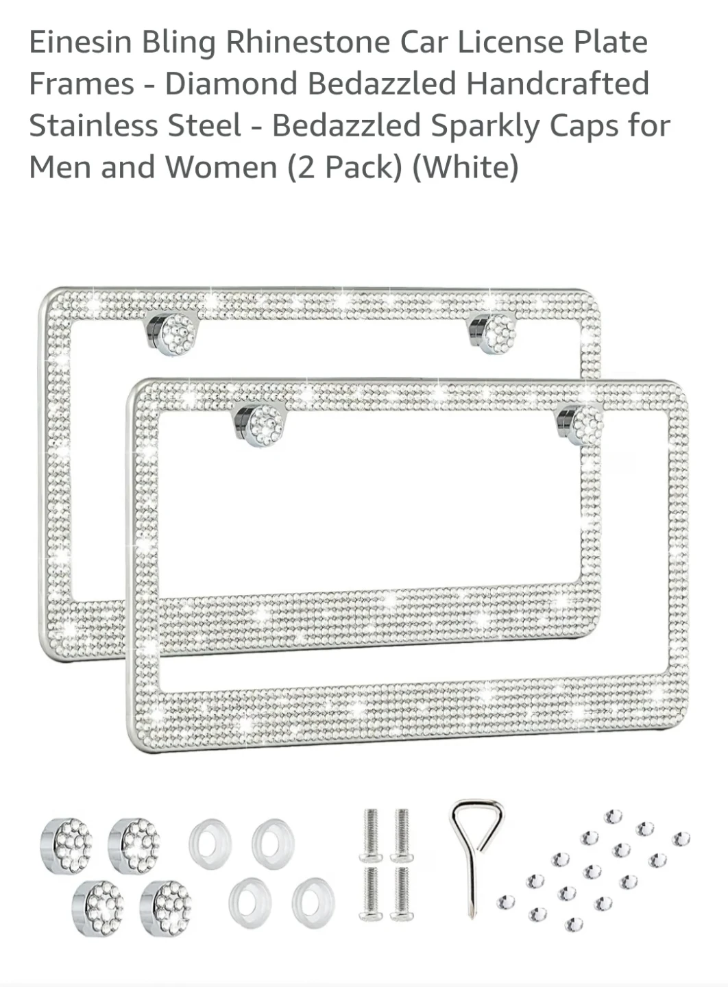 BNIB Silver Bling License Plate Frame with Rhinestones (2 Pack) - photo 2