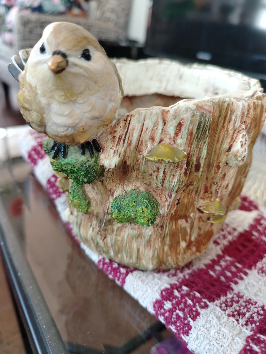 Bird and Tree Stump Planter