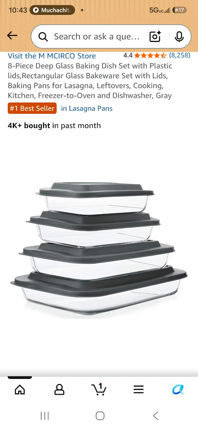 M CIRCO 8-Piece Glass Baking Dish Set with Lids