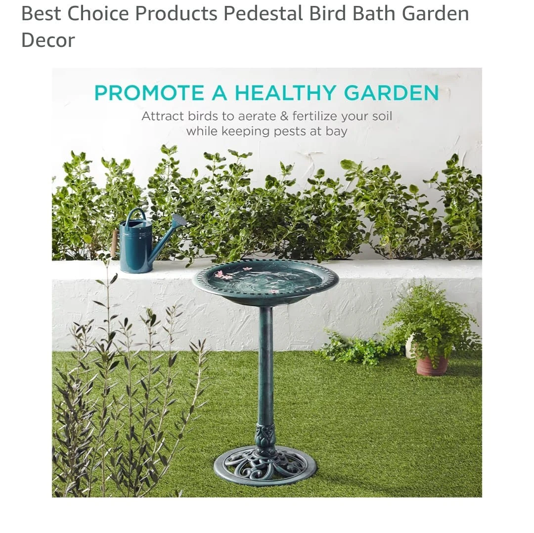 Best Choice Products Pedestal Bird Bath Garden Decor