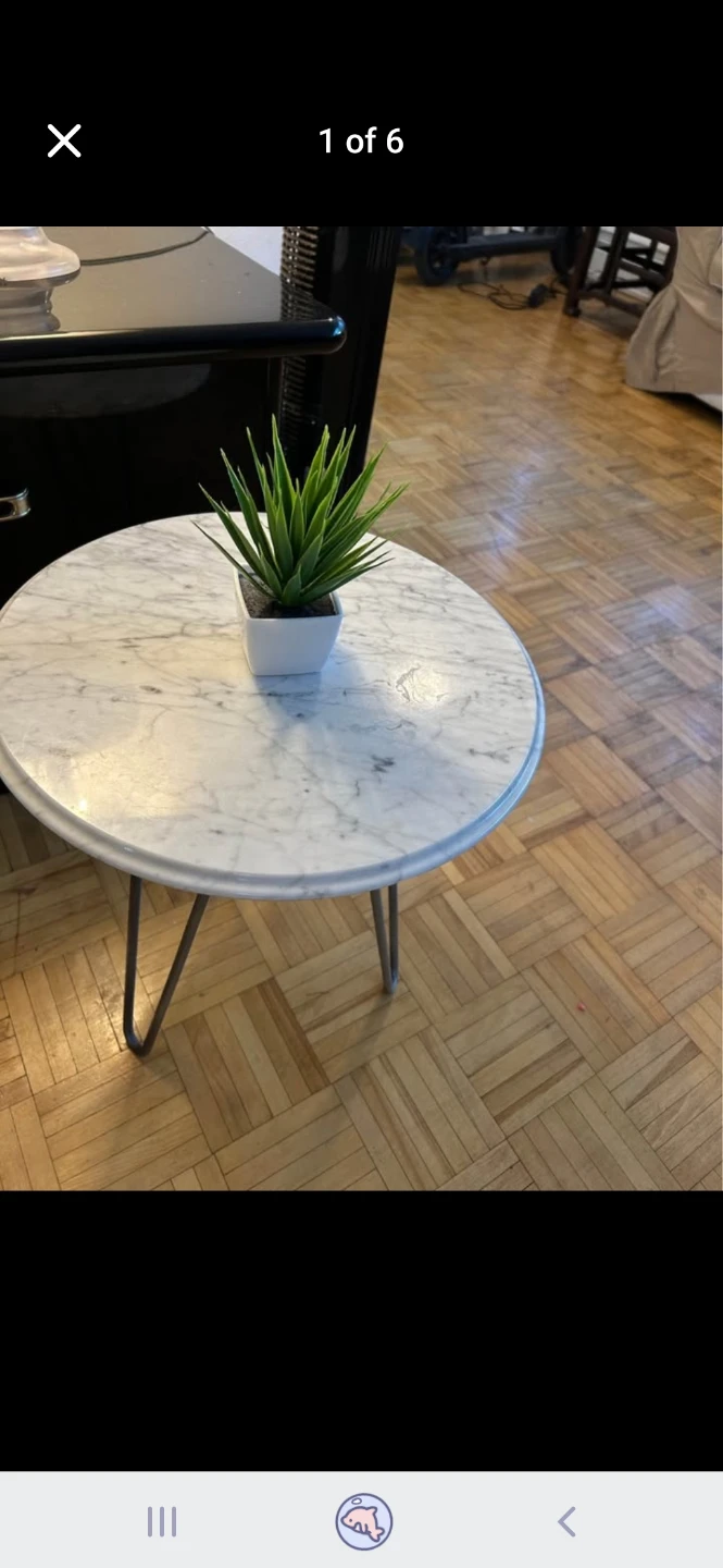 Marble Top Side Table with Metal Legs