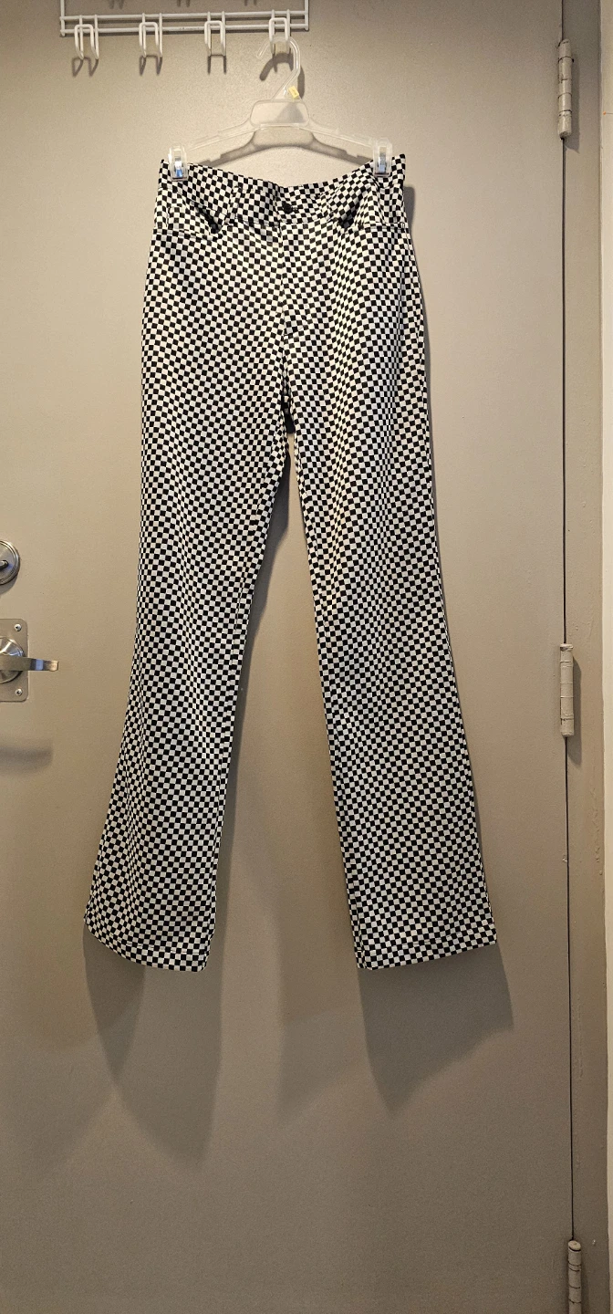 Checkerboard Flare Pants - Size Small