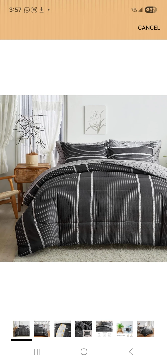 Dark Gray Striped Comforter Set - Queen set