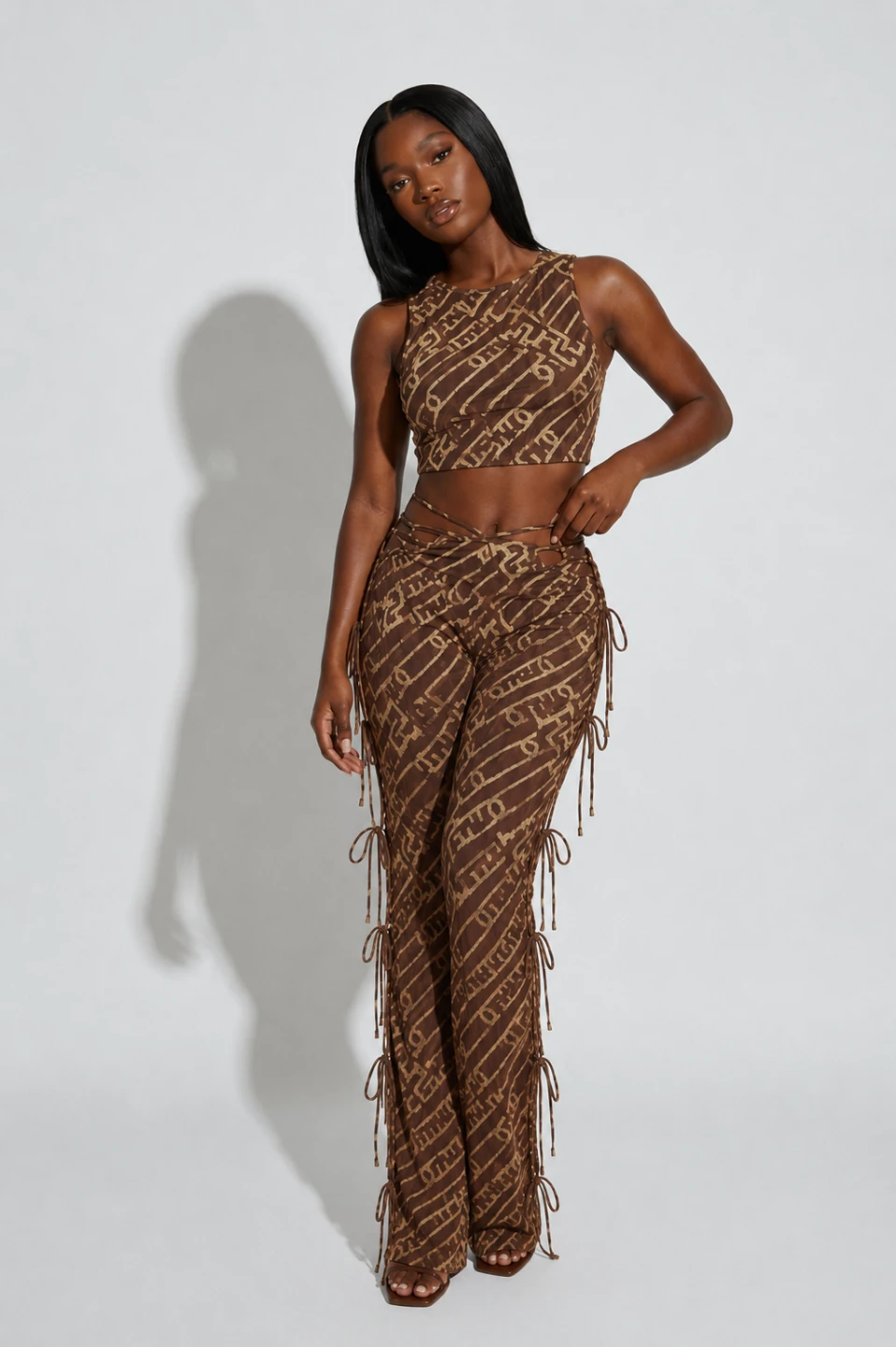Brown Print Pants