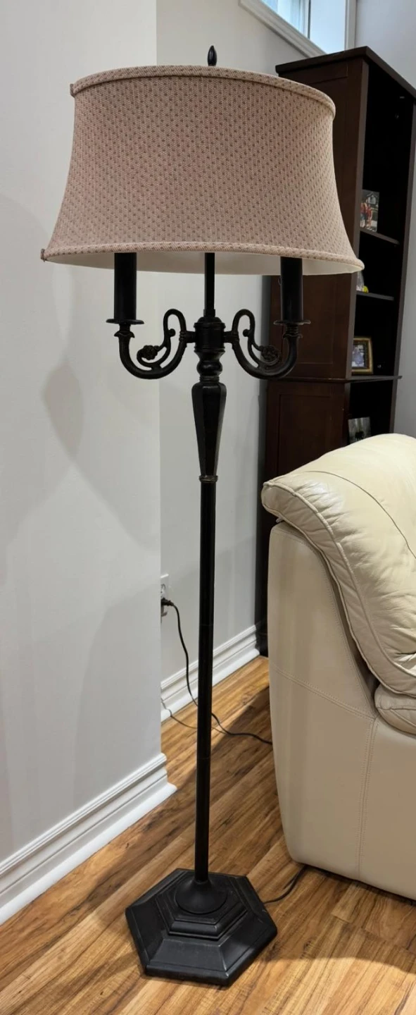 Black Floor Lamp with Tan Shade