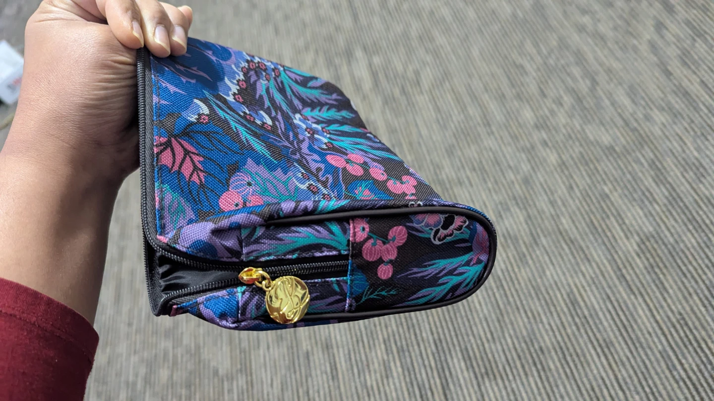 Floral Print Cosmetic Bag with Gold Zipper Pull - photo 2