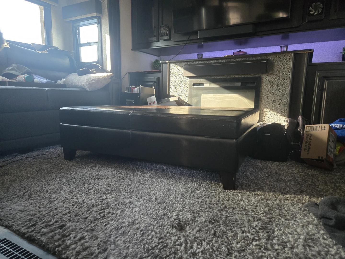 Brown Real Leather Storage Ottoman - photo 2