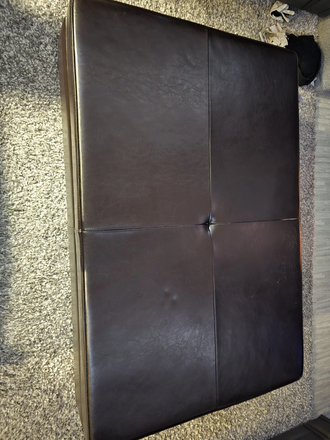 Brown Real Leather Storage Ottoman - photo 3