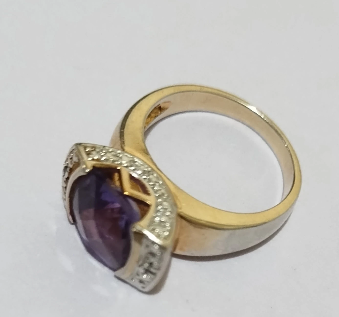 Vintage oval Amethyst sterling silver ring - photo 3
