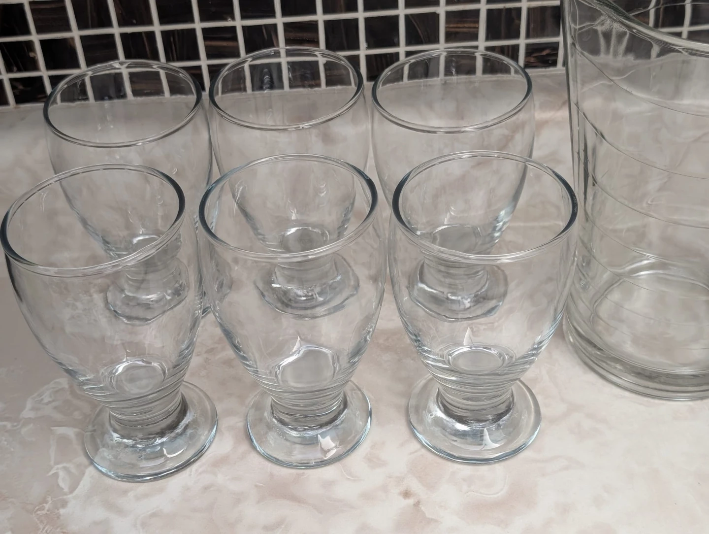 Glass Pitcher and 6 Glasses Set - photo 2