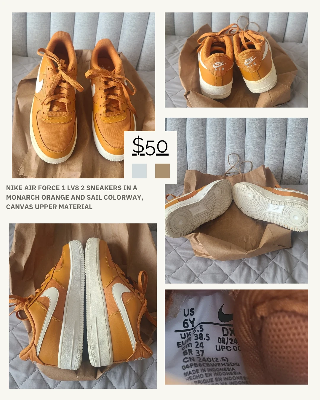 Nike Air Force 1 Sneakers - Monarch Orange/Sail