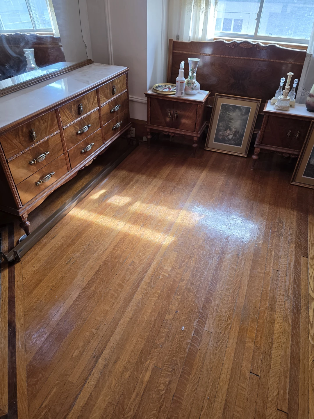 Vintage Wooden Dresser with Marble Top