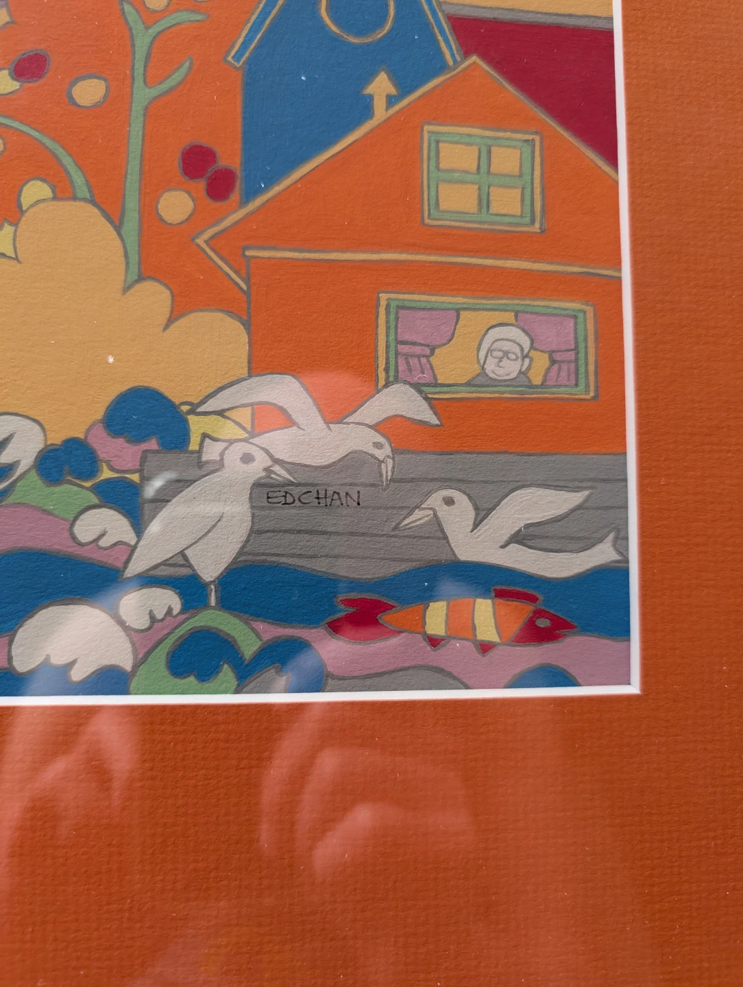 Framed Tropical Village Art Painting. - photo 2