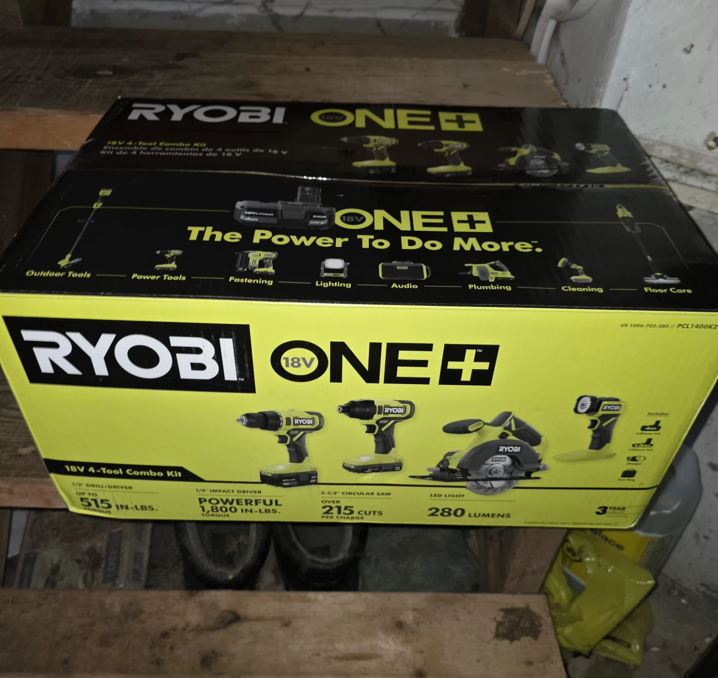 BNIP The RYOBI ONE+ 18V Cordless 4-Tool Combo Kit