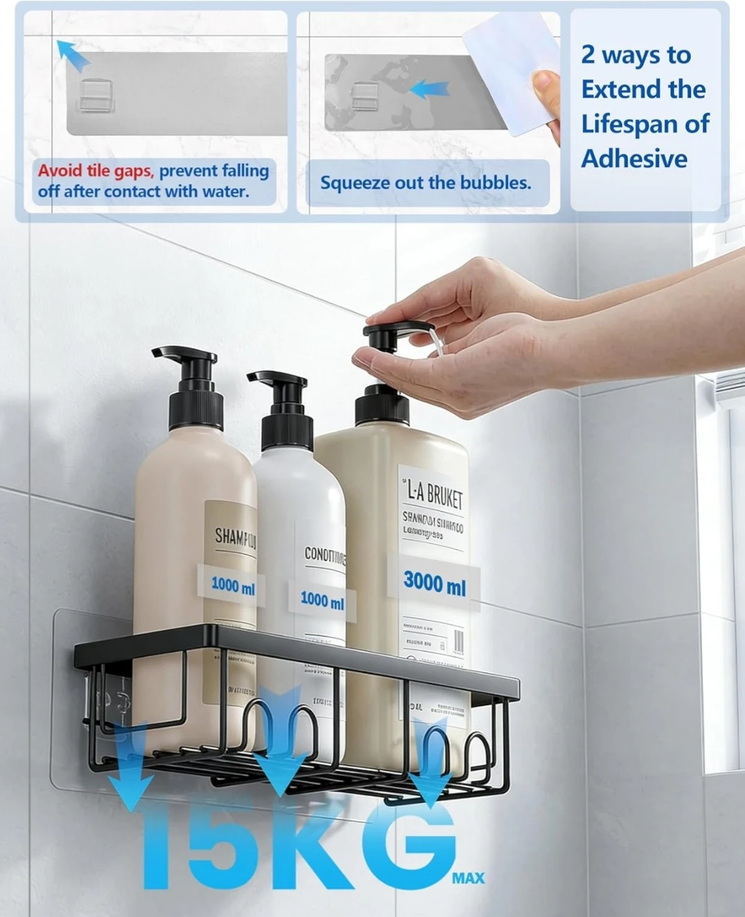 ACEMINING Black Metal Shower Caddy - photo 3