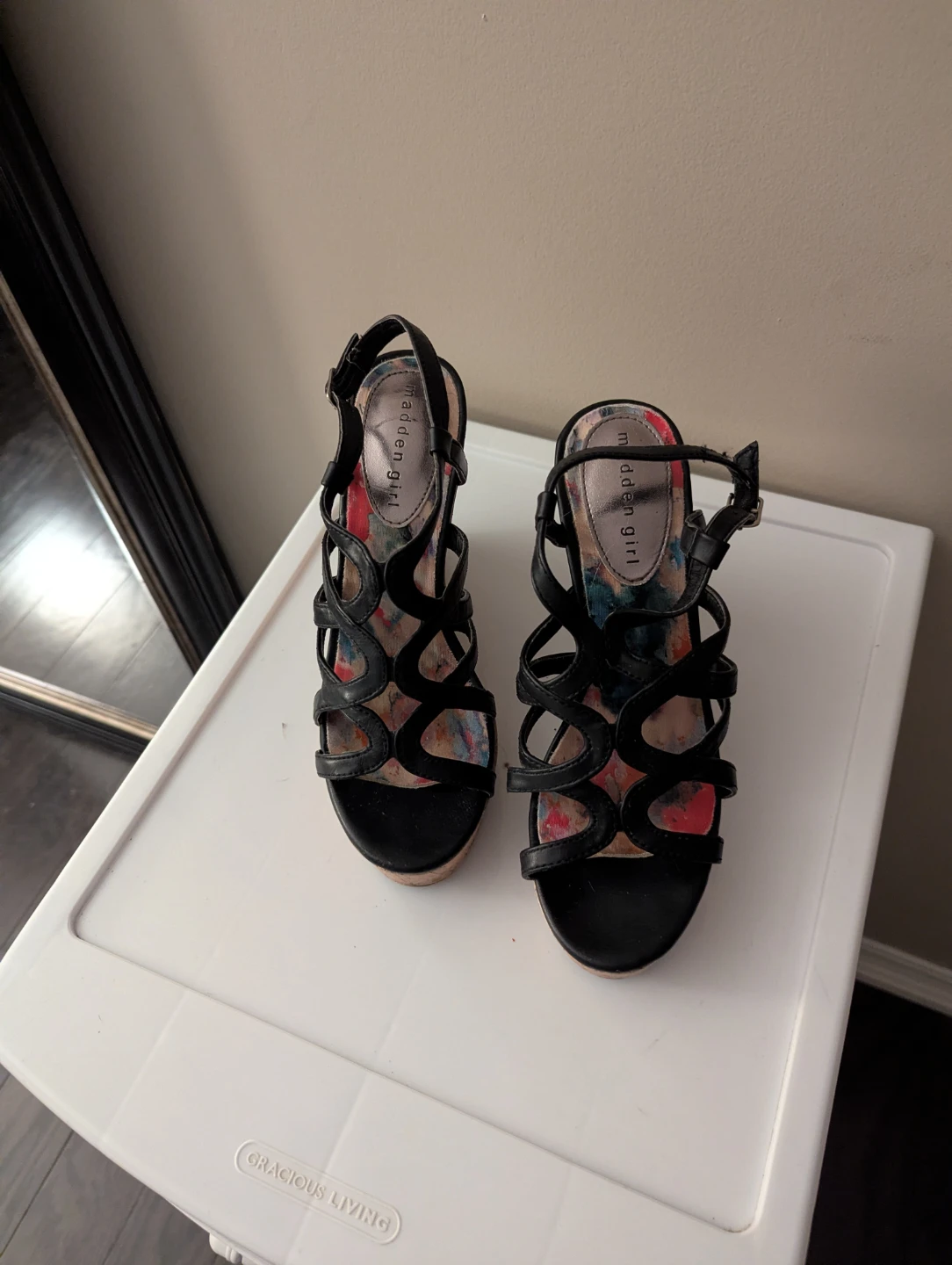 Madden Girl Black Wedge Sandals