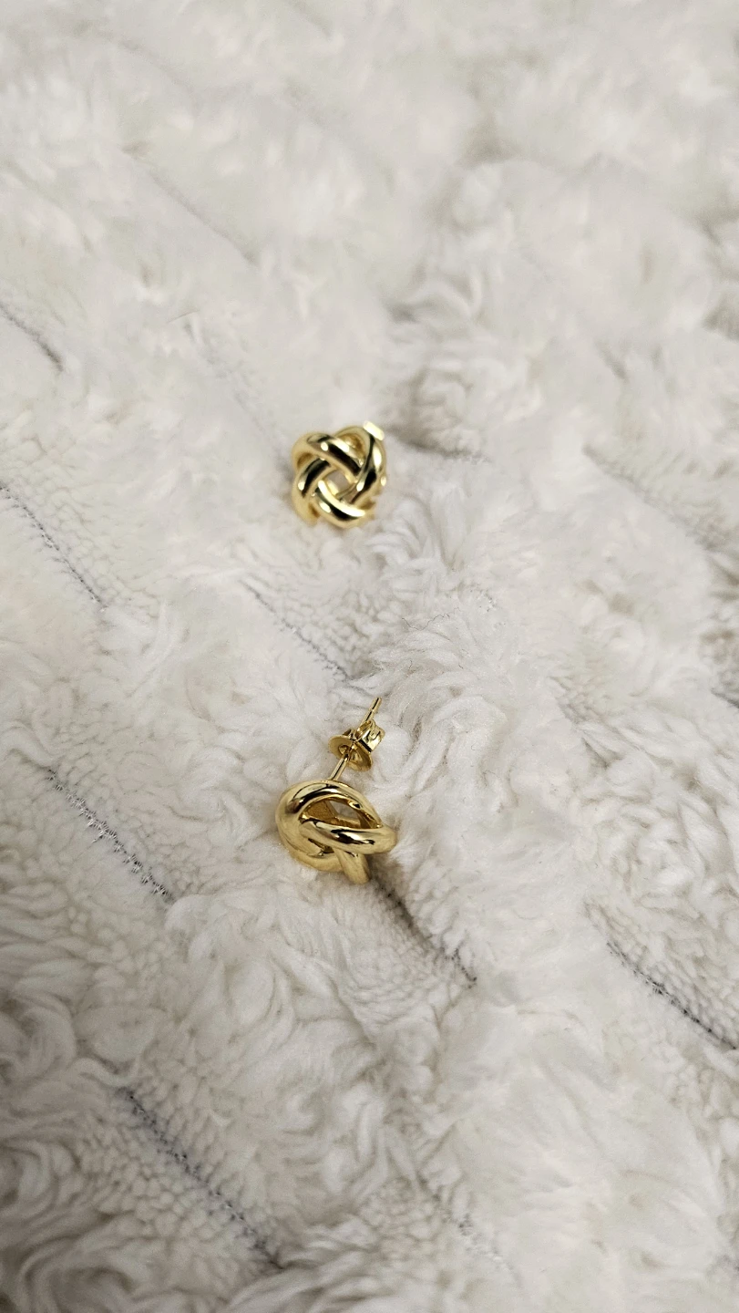 Gold-Plated knot stud earrings fashion jewelry - photo 2