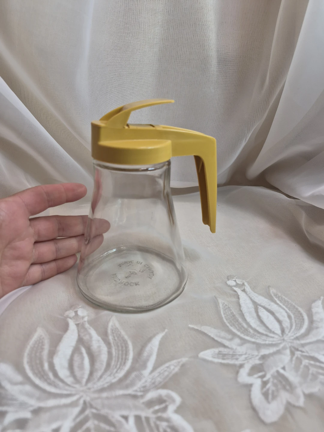 Vintage 12 oz Androck Glass with Mustard Yellow Lid Syrup - photo 4