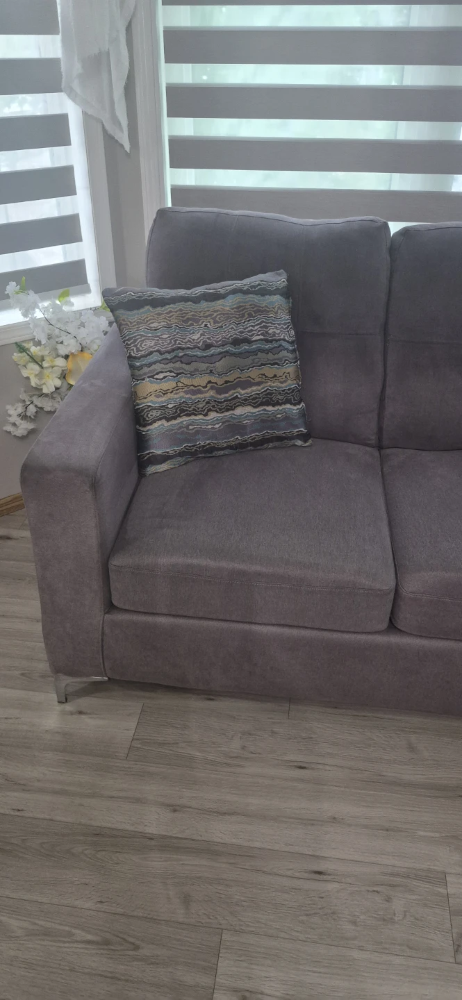 Grey Sectional Sofa with Pillows - photo 3