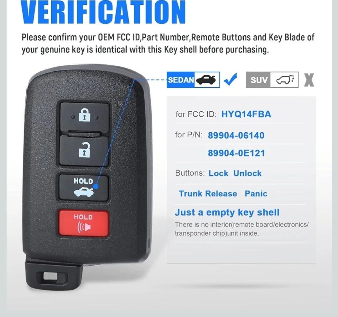 Key Fob Key Shell Case for Toyota - photo 3