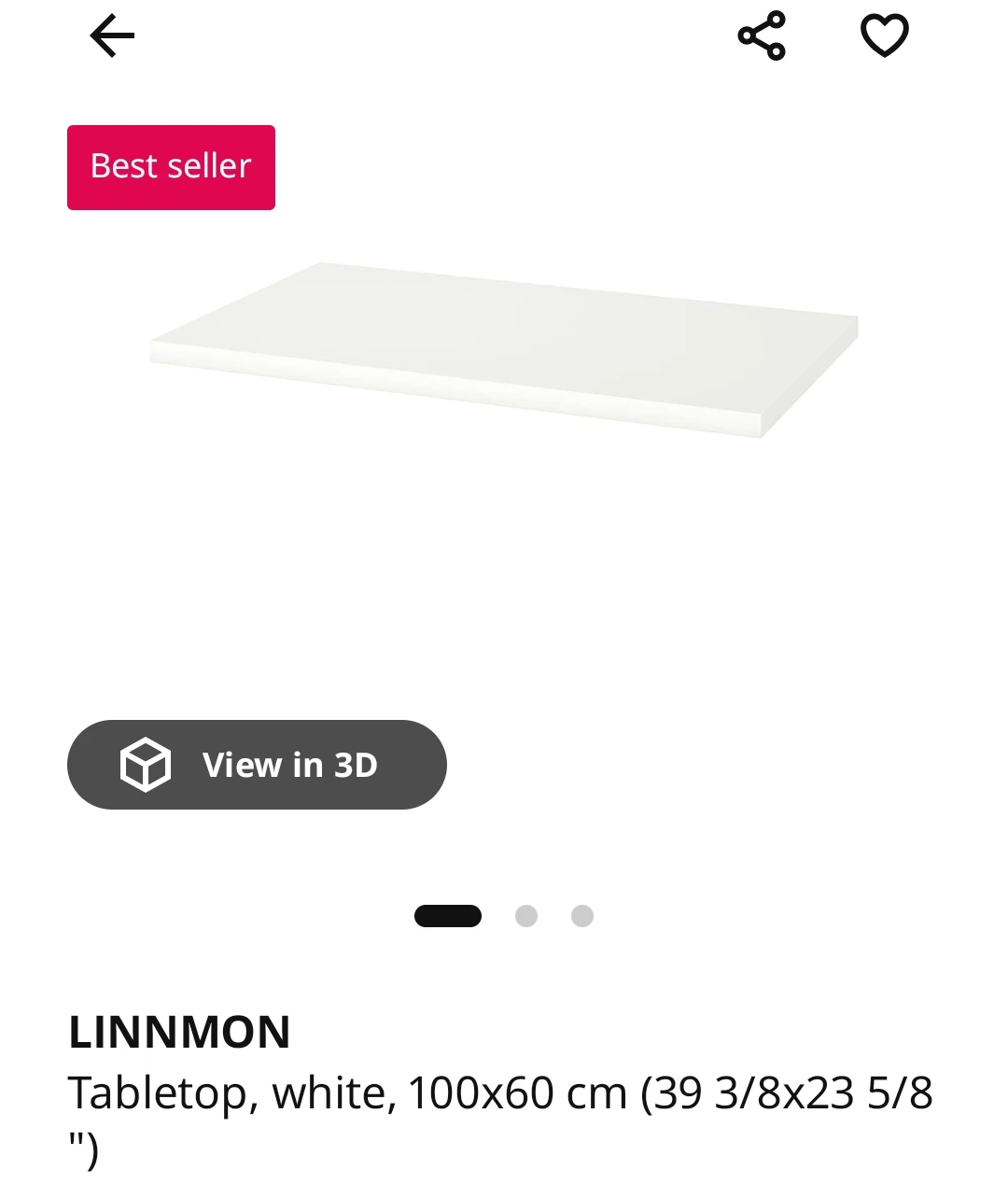IKEA LINNMON Tabletop ONLY (No Legs) - White