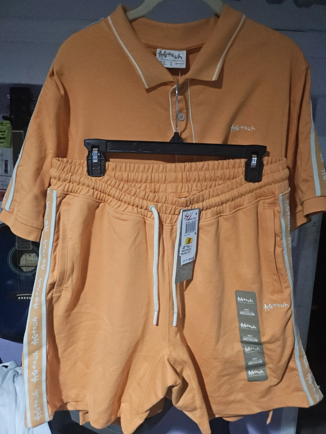 Agt+awh Orange Polo Shirt and Shorts Set