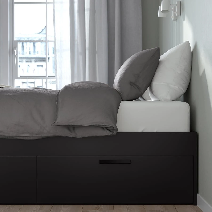 IKEA MALM Black Bed Frame with 4 Drawers - photo 2