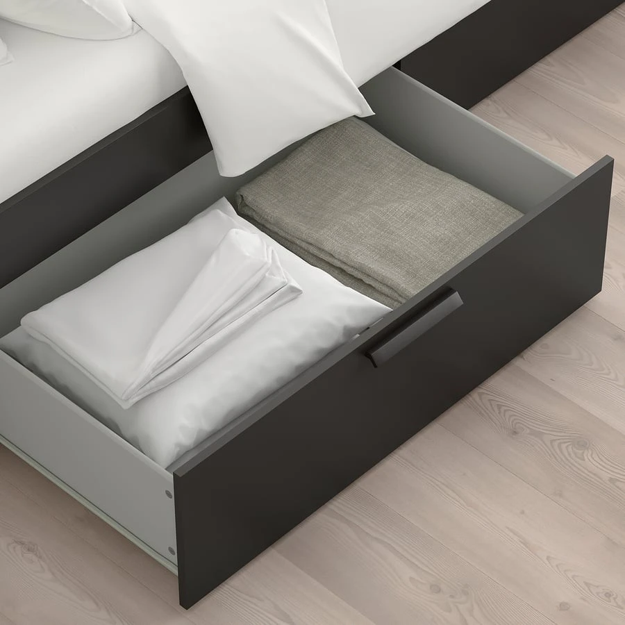 IKEA MALM Black Bed Frame with 4 Drawers - photo 3