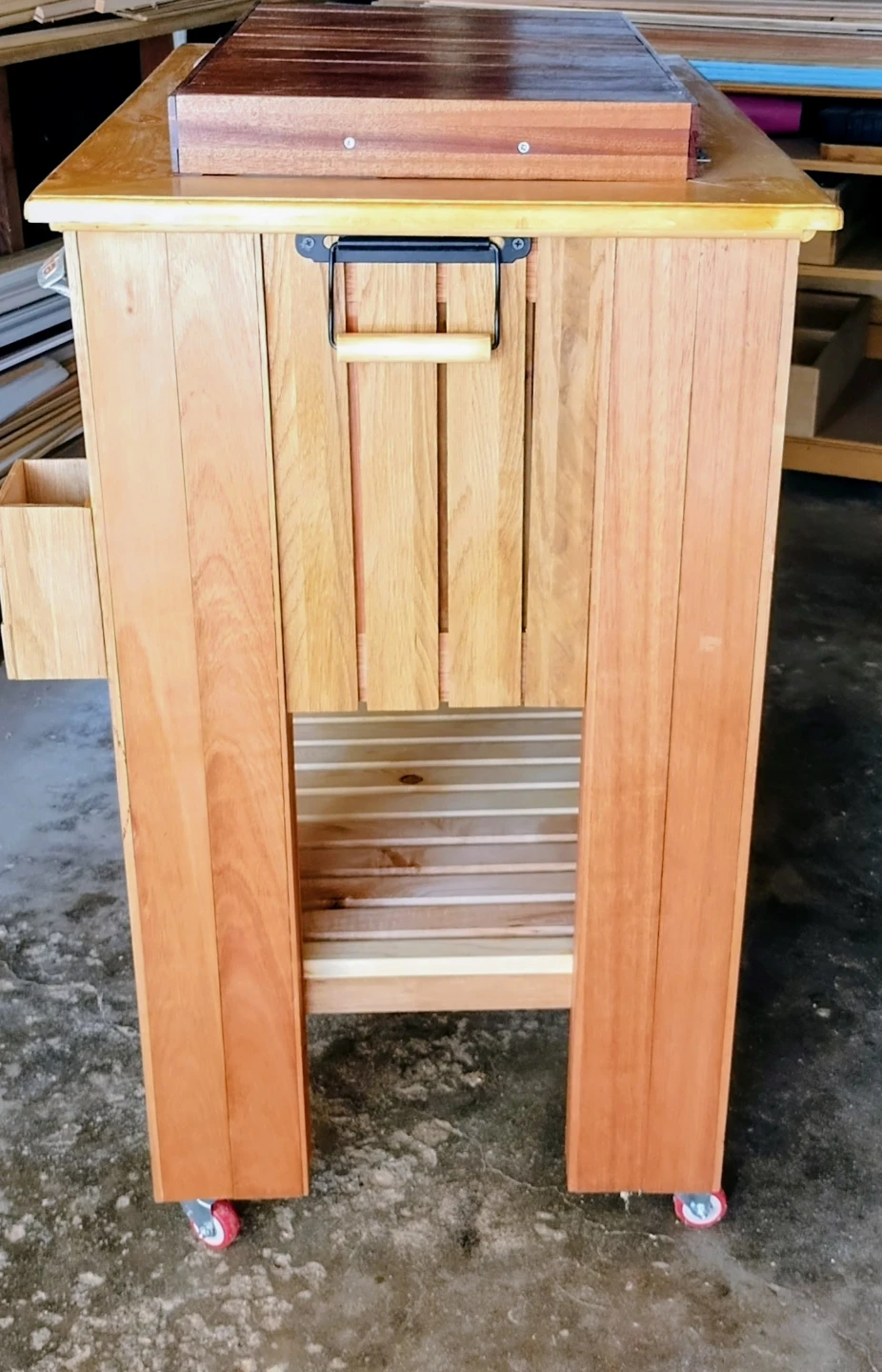 Wooden Rolling Cooler Cart with Ice Chest - photo 3