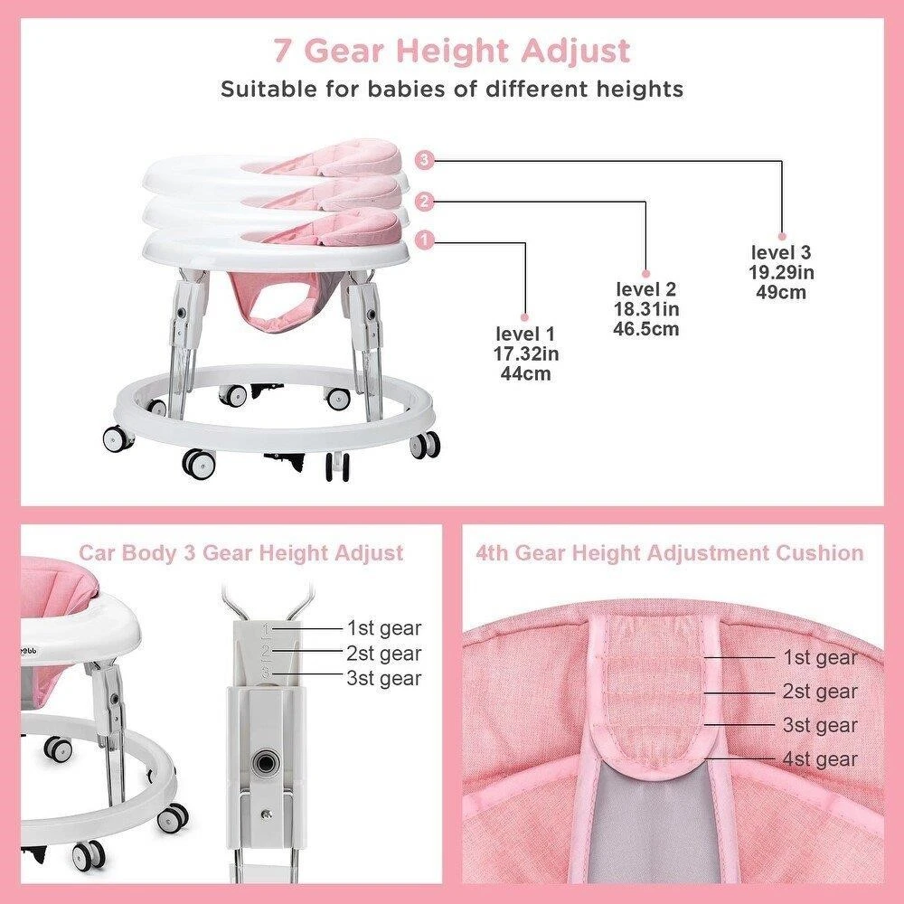 Uuoebb Baby Walker with Removable Tray and Height Adjustment - photo 4