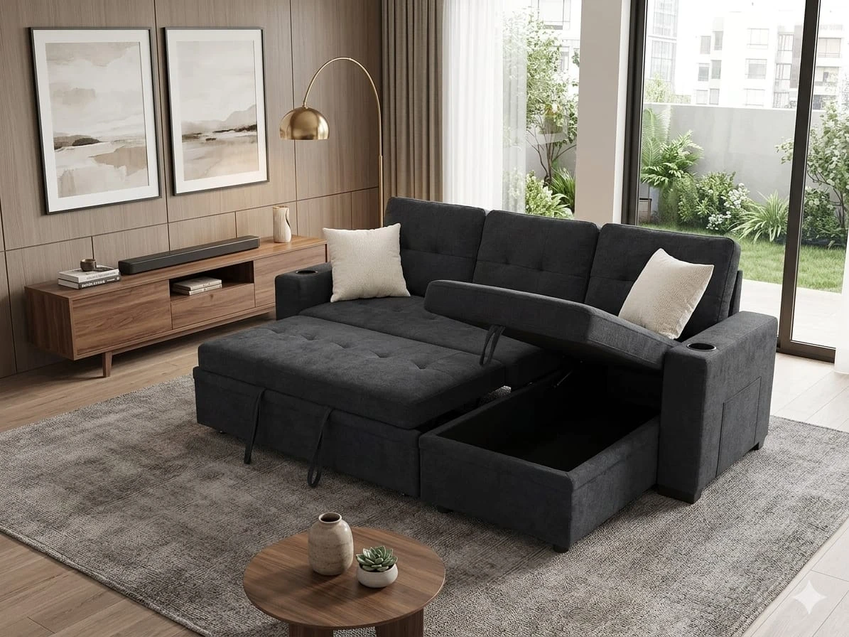 Sofa Bed with Storage Chaise