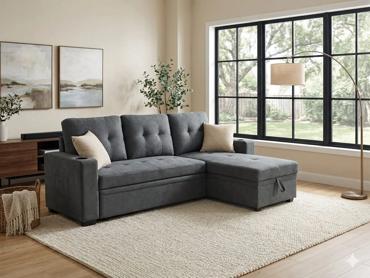 Sofa Bed with Storage Chaise - photo 3