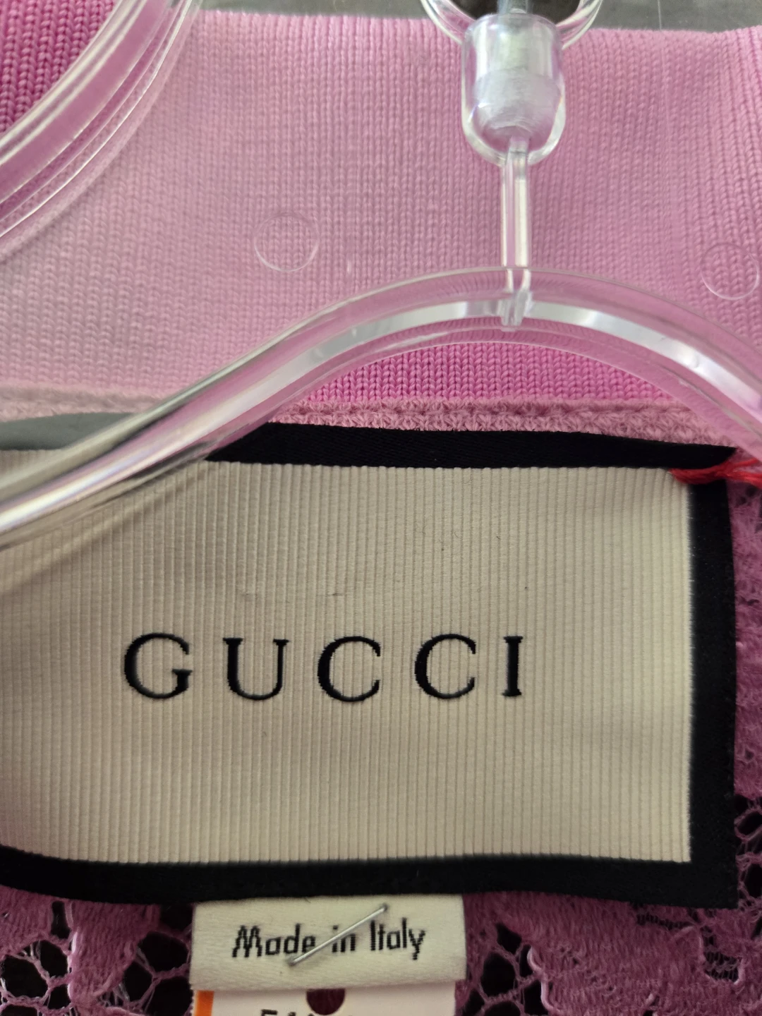Pink Lace Gucci Polo Shirt with Floral Embroidery - photo 2