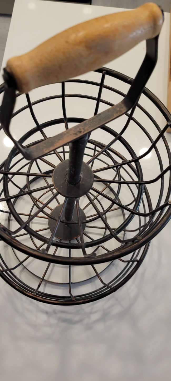 2-Tier Wire Fruit Basket with Wooden Handle - photo 2