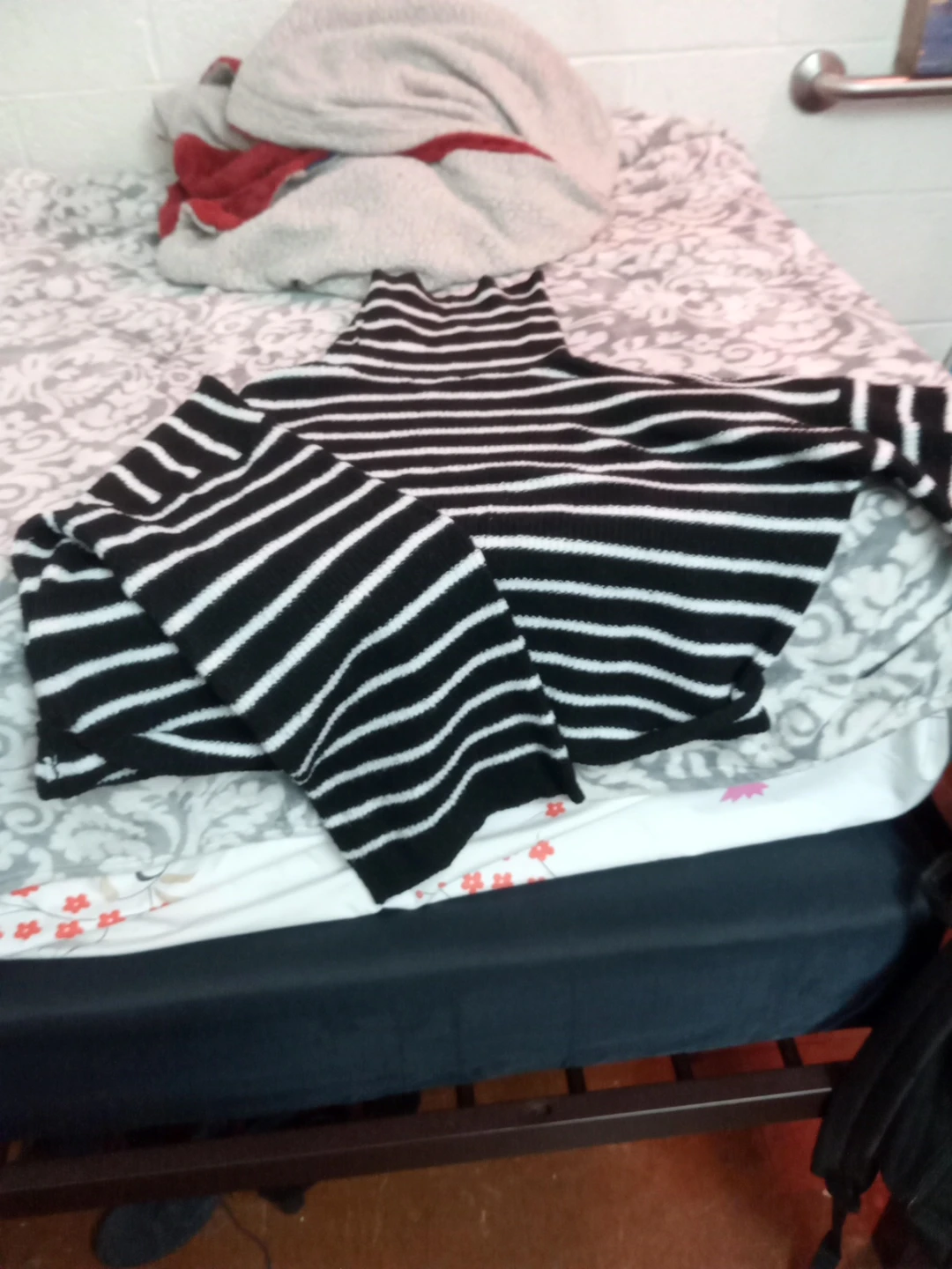 Black and White Striped Turtleneck Sweater