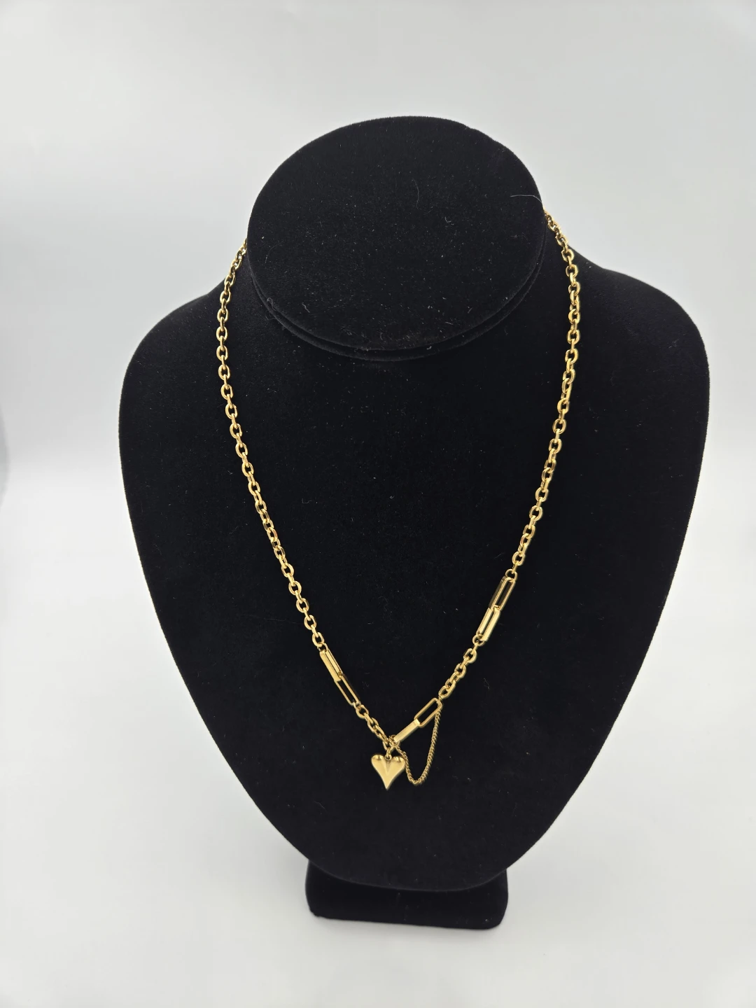Laminated Gold Heart Charm Necklace
