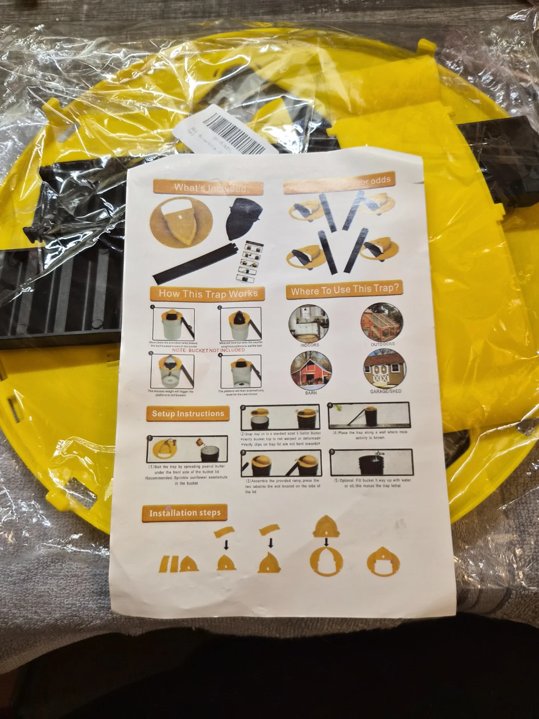 Yellow Two-Piece Rolling Mouse Trap