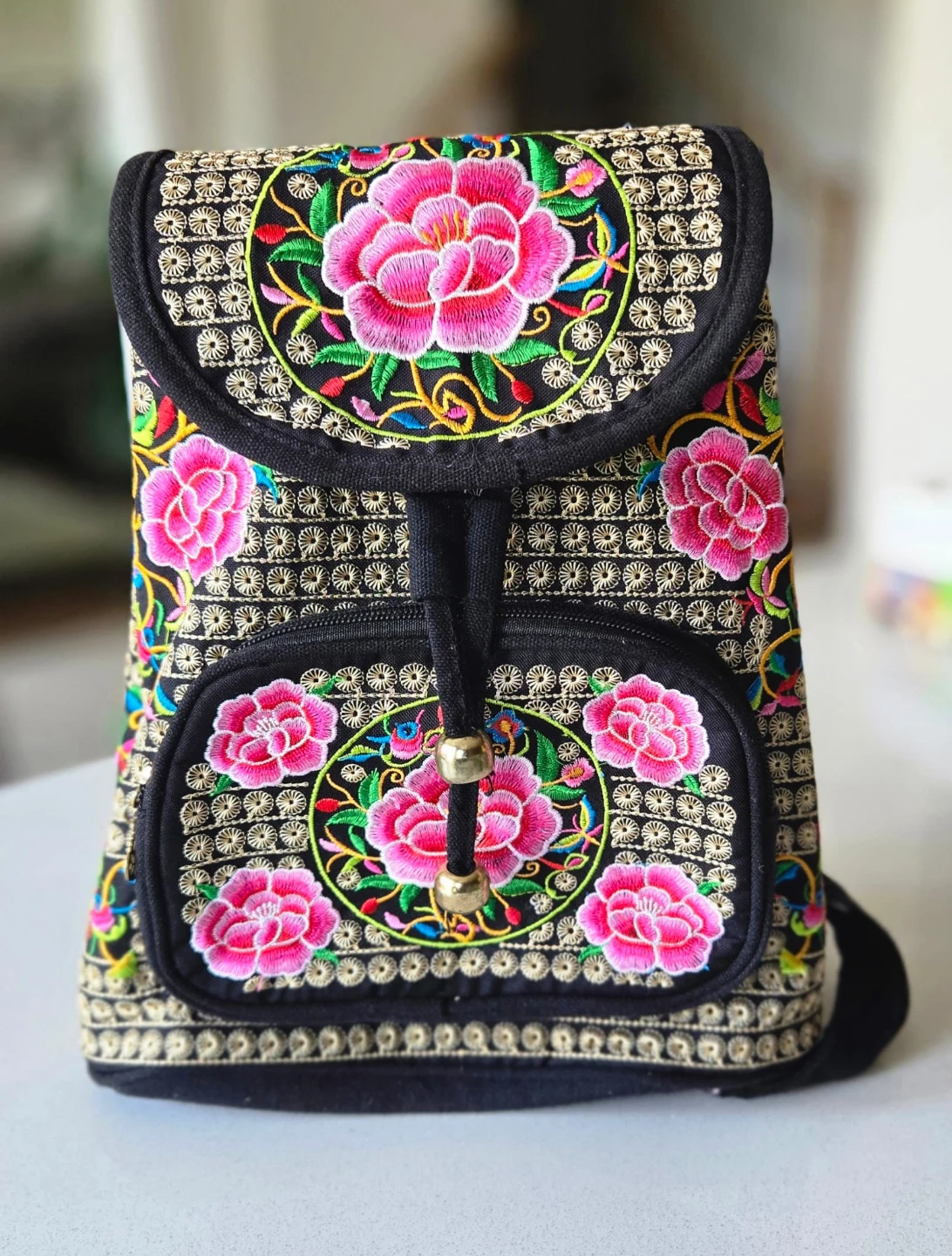 Embroidered Floral Backpack