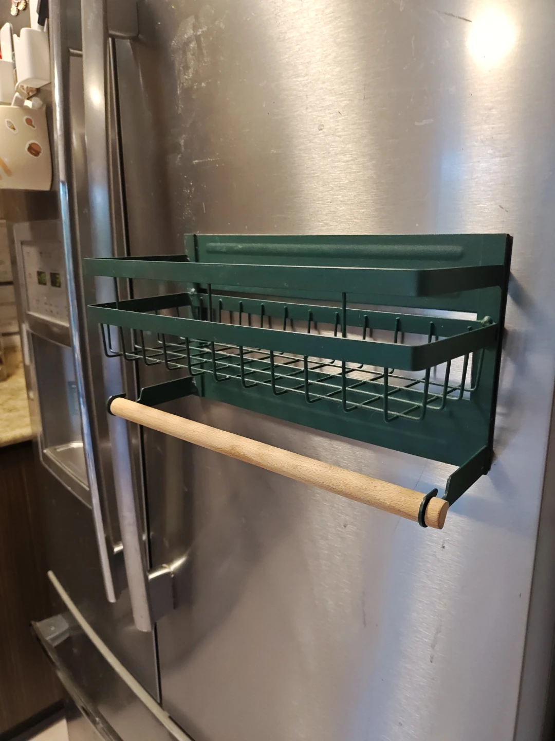 Green Magnetic Fridge Shelf with Paper Towel Holder - photo 2