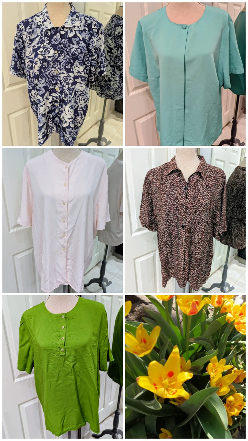 5 Women's Short Sleeve Blouses size L ($5 each or $20 all)