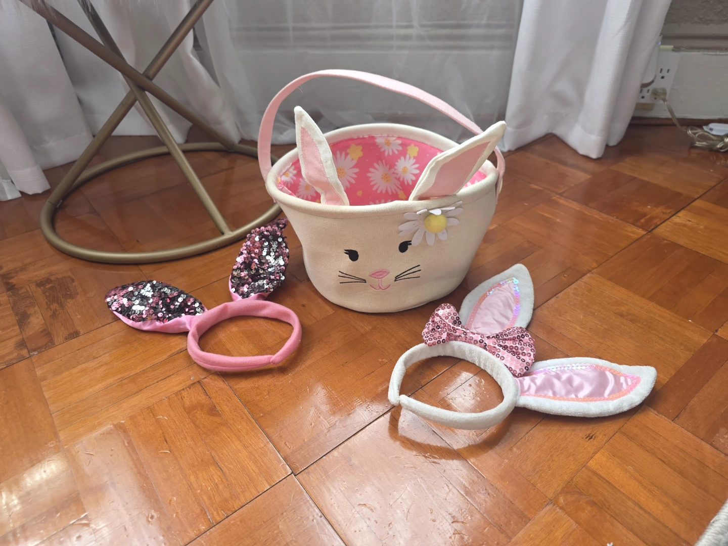 Bundle of Easter Bunny Bucket with Headbands - photo 2