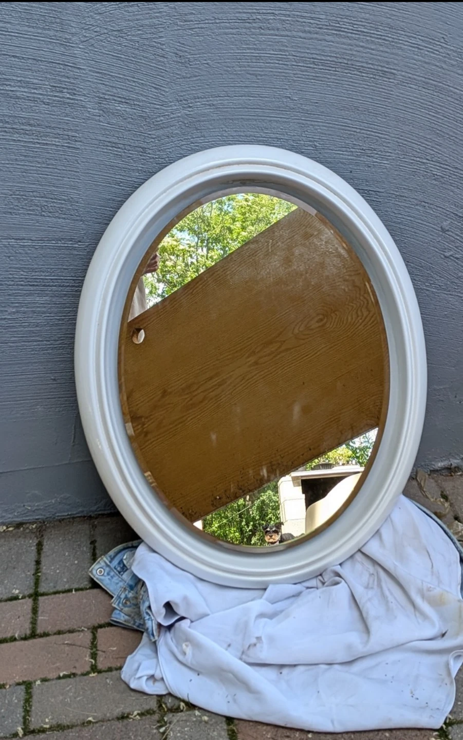 White Ceramic Oval Wall Mirror