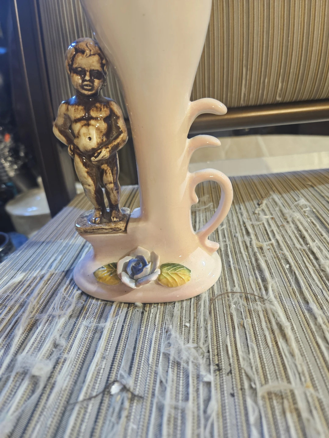 Pink Ceramic Vase with Figurine - photo 3